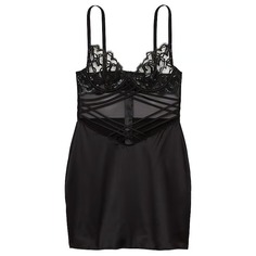 Комбинация Victoria&apos;s Secret Shimmer Heart Embroidery Strappy Satin, черный