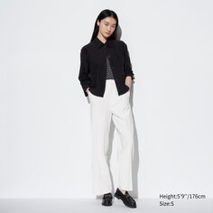 Широкие брюки плиссированные (длинные) UNIQLO, белый