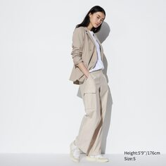 Широкие прямые брюки-карго (длинные) UNIQLO, естественный