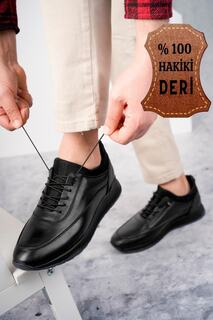 Мужская повседневная классическая повседневная удобная ортопедическая обувь из натуральной кожи с гарантией пожара MUGGO, черный