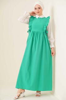 Женское платье-жилет с оборками на плечах VOLT CLOTHİNG, зеленый