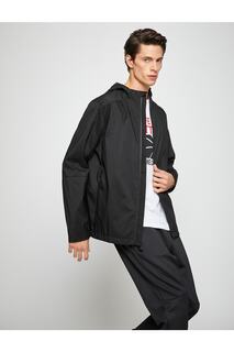 Базовая спортивная куртка оверсайз с застежкой-молнией с капюшоном Koton, черный