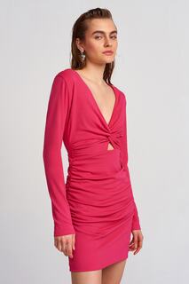 Платье-драпировка-фуксия Dilvin, розовый