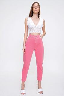 Женские розовые джинсы с завышенной талией ALC-X6255 Trend Alaçatı Stili, розовый