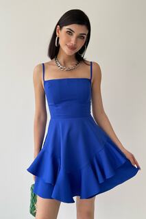 Регулируемая юбка на тонких бретелях, синее вечернее платье в пол и синее выпускное платье lovebox, синий