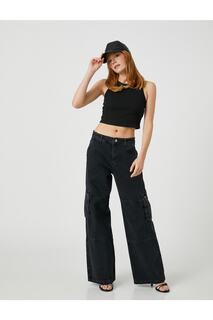 Джинсовые брюки-карго очень широкие - Bianca Jeans Koton, черный