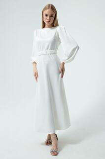 Женское белое помолвочное платье с длинными рукавами-фонариками Lafaba, белый