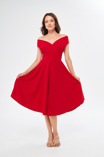 Женское красное вечернее платье трапециевидной формы из гибкой ткани с двубортным вырезом и вырезом lovebox, красный