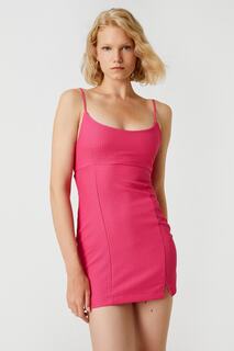 Мини-платье с ремешками и U-образным вырезом Koton, розовый