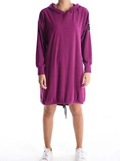 Платье длиной до колена с длинными рукавами и капюшоном на кулиске, красно-фиолетовый NO Brand
