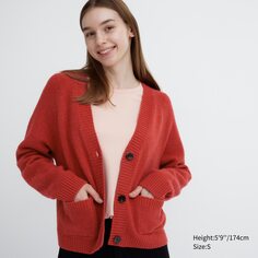 Короткий кардиган мягкой пряжи UNIQLO, красный