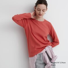 Футболка из мягкого хлопка стрейч с круглым вырезом UNIQLO, красный