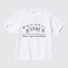 Футболка UNIQLO Girls Peanuts Sports Club Ut с коротким рукавом и рисунком, белый