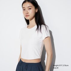 Футболка Uniqlo Airism укороченная, белый