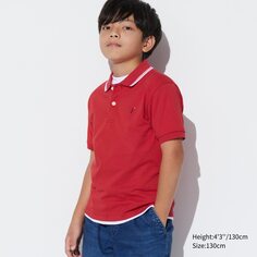 KIDS Рубашка-поло с короткими рукавами Dry Pique (вышивка) UNIQLO, красный