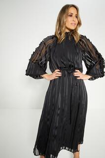 Атласное платье миди с кружевной отделкой Rachel Stevens Oasis, черный