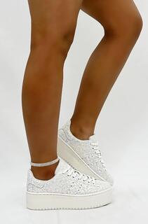 Кроссовки на платформе Glitter Encore Wedge Trainers Love Lemonade, белый