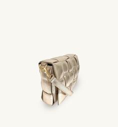 Кожаная сумка через плечо с мягкой подкладкой и простым золотистым ремешком Apatchy London, золото