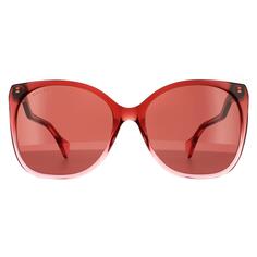 Прямоугольные бордовые красные солнцезащитные очки Gucci, красный