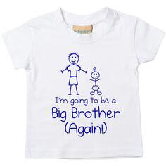 Белая синяя футболка «Я снова стану старшим братом» 60 SECOND MAKEOVER, белый