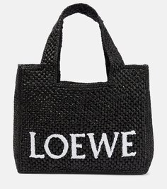 Маленькая сумка-тоут paula&apos;s ibiza из рафии с логотипом Loewe, черный