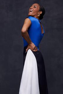 Атласное платье миди премиум-класса с цветными блоками Wallis, синий