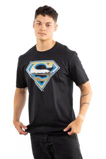 Хлопковая футболка с хромированным логотипом Superman DC Comics, черный