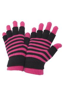 Полосатые термоволшебные перчатки 2 в 1 (без пальцев и с полными пальцами) Universal Textiles, розовый
