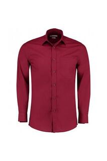 Приталенная рубашка из поплина с длинными рукавами Kustom Kit, красный