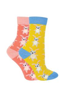 Комплект из 2 носков с животными | Бамбуковые носки с необычным узором Miss Sparrow, желтый