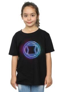 Хлопковая футболка с неоновым логотипом Black Widow Marvel, черный