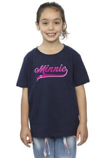 Хлопковая футболка с логотипом Минни Маус Disney, темно-синий
