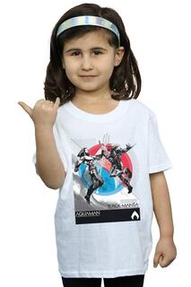 Хлопковая футболка «Аквамен против черной манты» DC Comics, белый