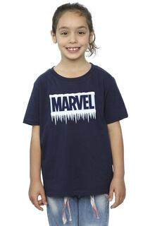 Хлопковая футболка с логотипом Icicle Marvel, темно-синий
