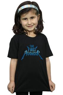 Хлопковая футболка с металлическим логотипом The First Avenger Marvel, черный