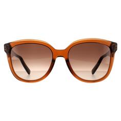Коричневые солнцезащитные очки с квадратными кристаллами и градиентом Salvatore Ferragamo, коричневый