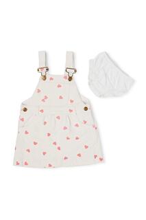 Вельветовый сарафан с принтом в виде сердечек Dotty Dungarees, белый