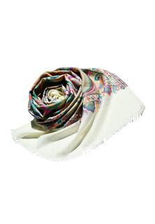 Кашемировый шарф. Кашемировый шелковый шарф ручной работы, элегантный гобелен, (цельный кусок), 80 см X 200 см, цветочный узор, соткан вручную, без принта Blue Chilli, бежевый