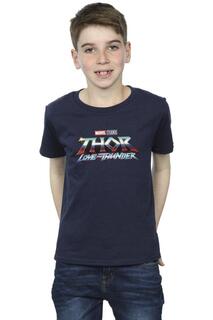 Футболка с логотипом Thor Love And Thunder Marvel, темно-синий