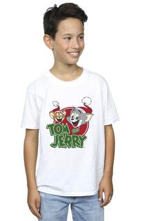 Футболка с логотипом «Рождественская шапка» Tom &amp; Jerry, белый