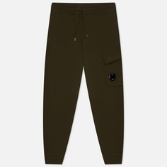 Мужские брюки C.P. Company Cotton Diagonal Fleece Cargo Garment Dyed, цвет оливковый
