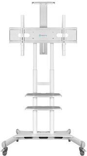 Стойка мобильная ONKRON TS1881 на 1 ТВ/ 55-80" от 200х200 до 800х500, макс нагр 90,9кг, 2 полки, высота 1050-1650мм, белая