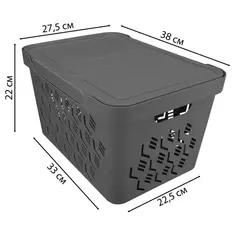 Ящик с крышкой DeLUXE 38x27.6x22 см 18 л полипропилен цвет серый Бытпласт