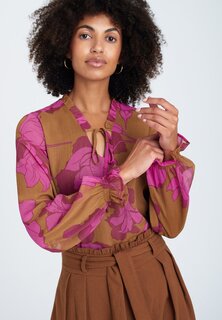 Блуза Greenpoint, коричневый, розовый, цветочный
