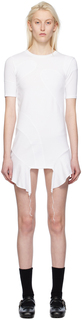 Белое мини-платье со вставками Open Yy