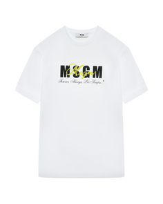 Футболка с черным лого, белая MSGM