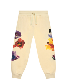 Спортивные брюки с цветочным принтом, бежевые Dolce&Gabbana