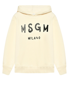 Толстовка-худи из флиса с логотипом, кремовая MSGM