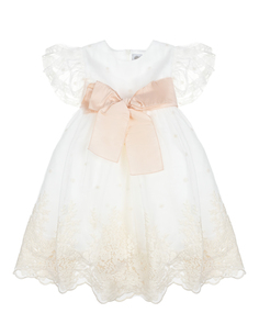 Белое платье с розовым бантом Marlu