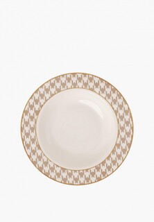 Тарелка DeNastia суповая D21,5, фарфор, белый/бежевый